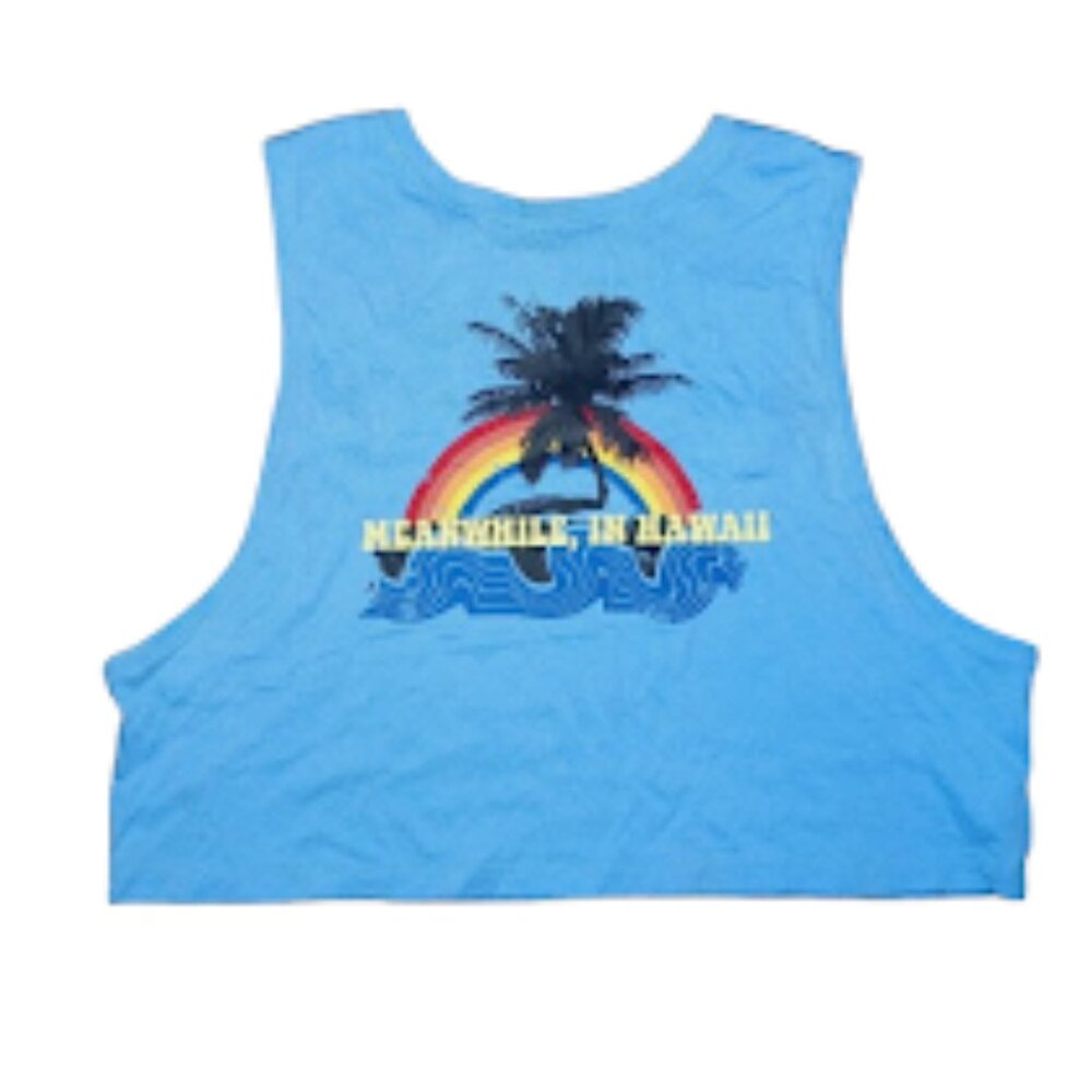 womens medium sleeveless crop top  graphic belly shirt